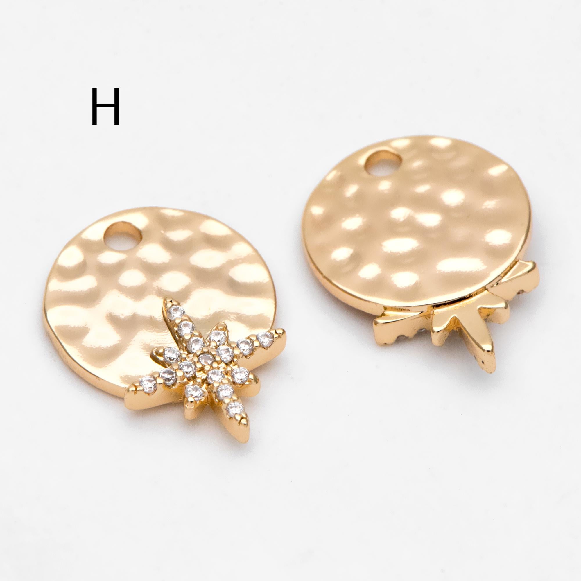 4pcs Gold Round Disc Charms , 18K Gold plated Brass, Jewelry Making, Diy Material, Jewelry Supplies (GB-3464)